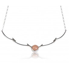 Femme Fatale Necklace, Silver/Peach Moonstone